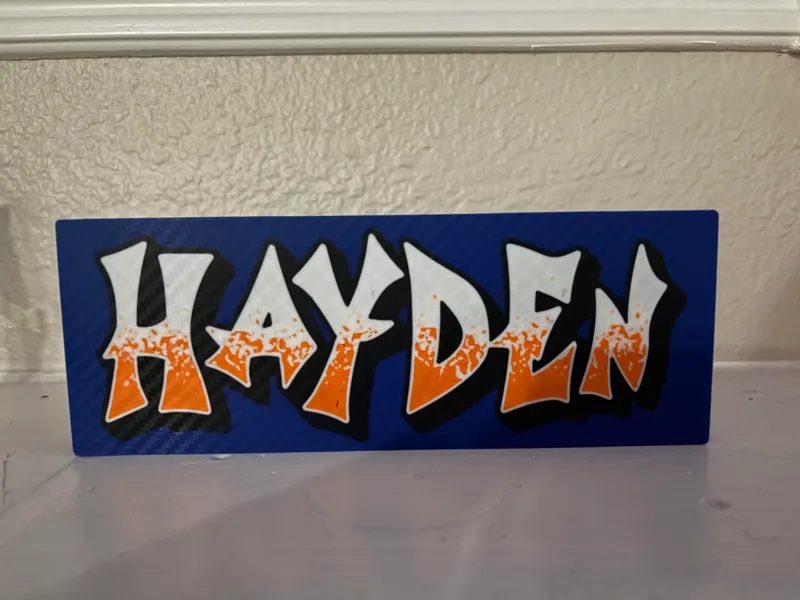 Hayden graffiti name plate 