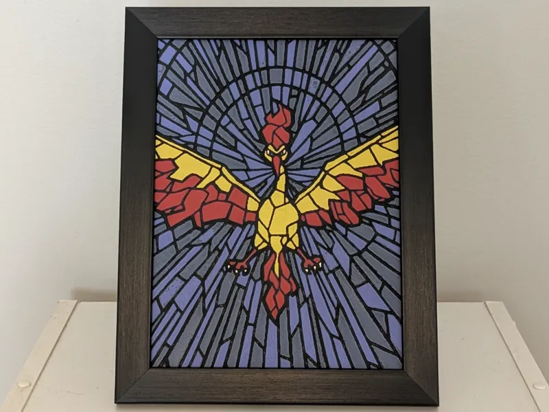Stained Glass Moltres - 6x8 Hueforge - Pokemon