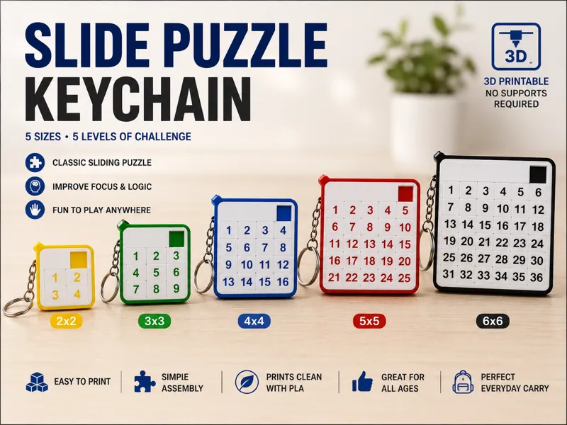 Slide Puzzle Keychain(Keyring)