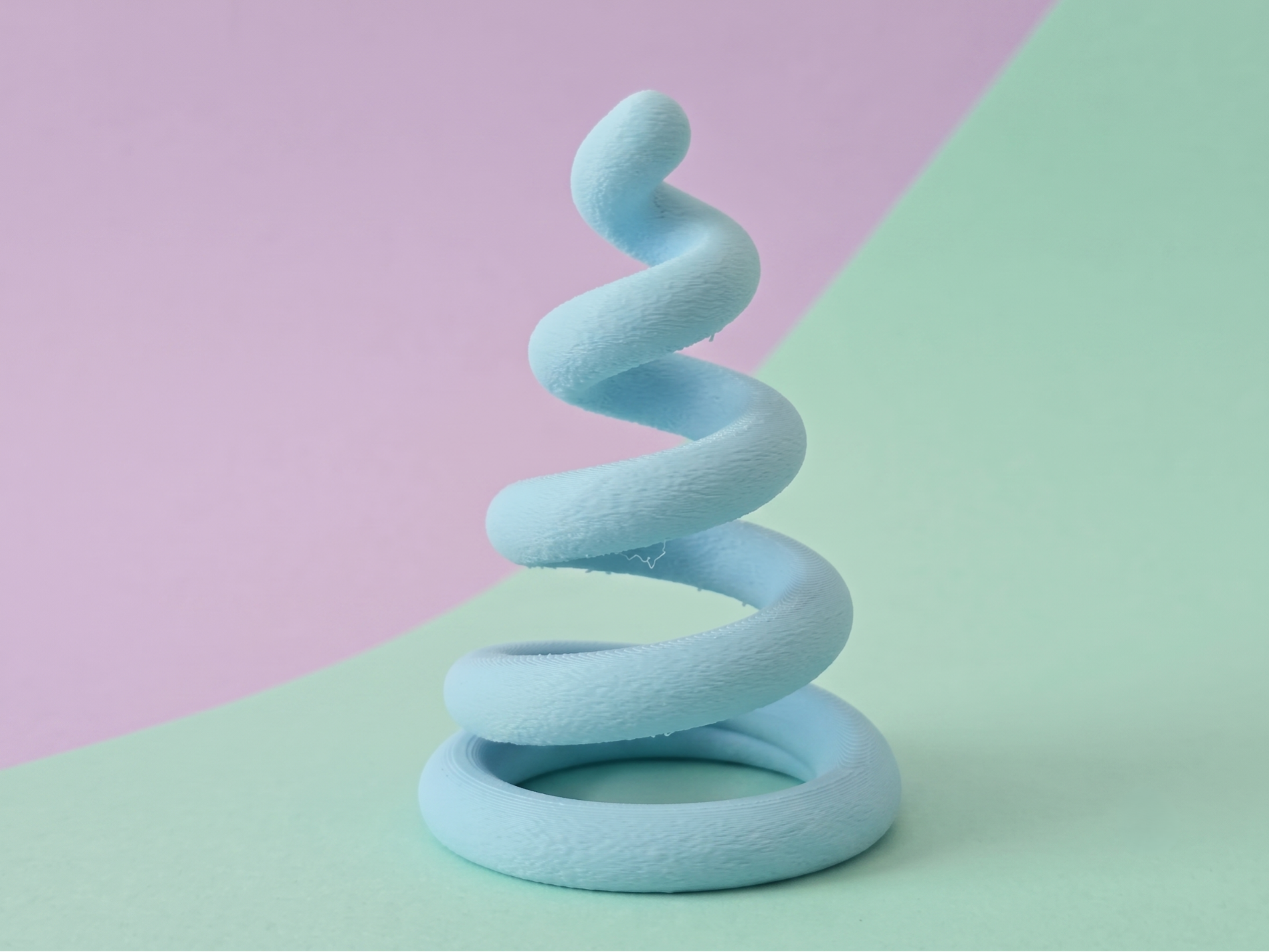 Danish Pastel Spiral Tree Sculpture Helical Cone