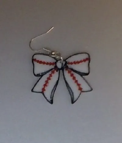 baseball bow earring view 2