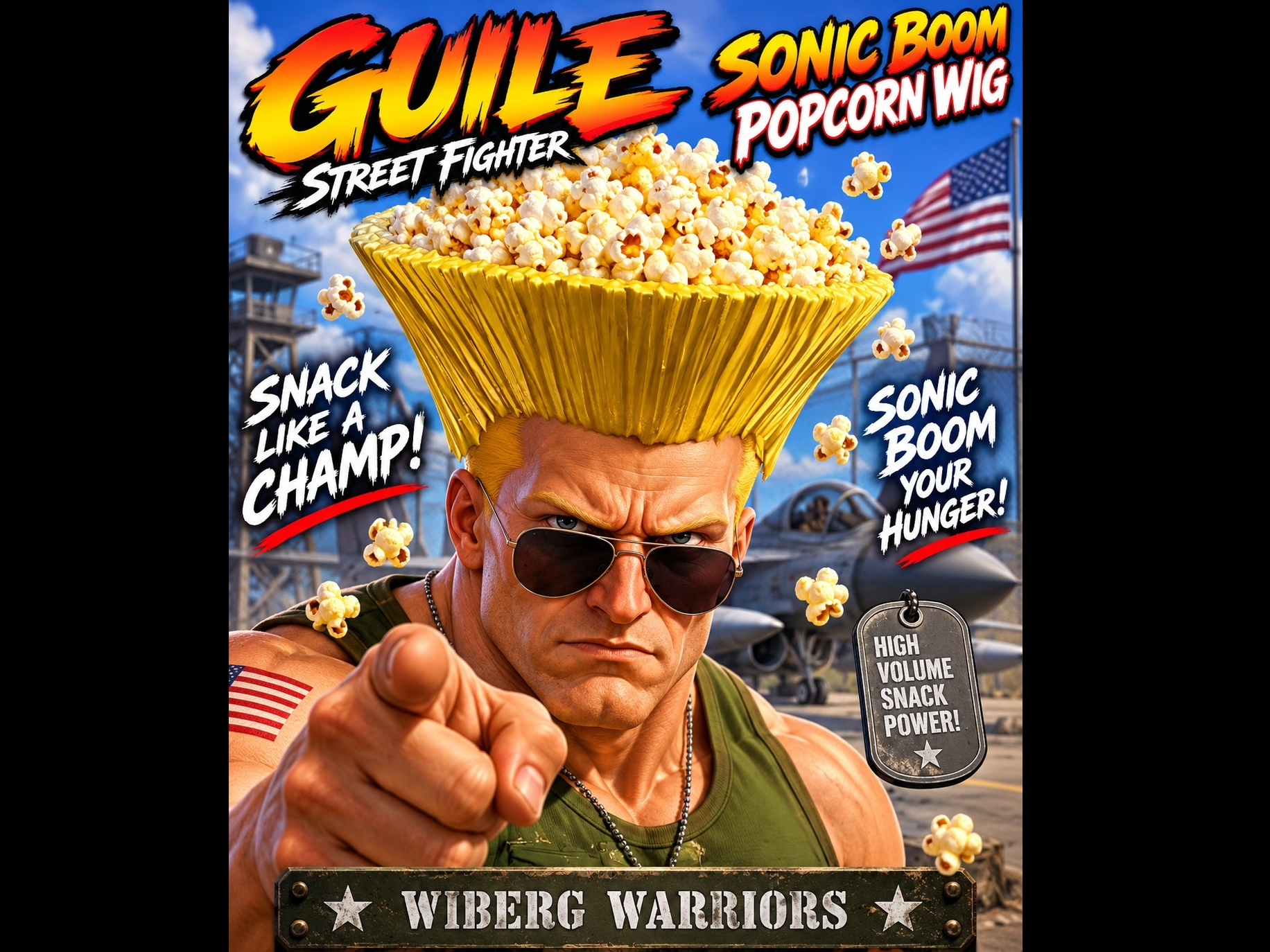 Guile Sonic Boom Popcorn Wig REMIX - 1