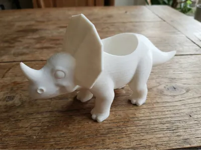 Cute Triceratops Planter | Low Poly Dino Pot