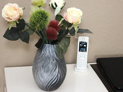 Designer Vase in Stone Look, Organic Waves