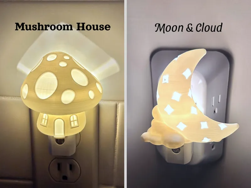 Whimsical Mushroom House & Moon Nightlight Covers
