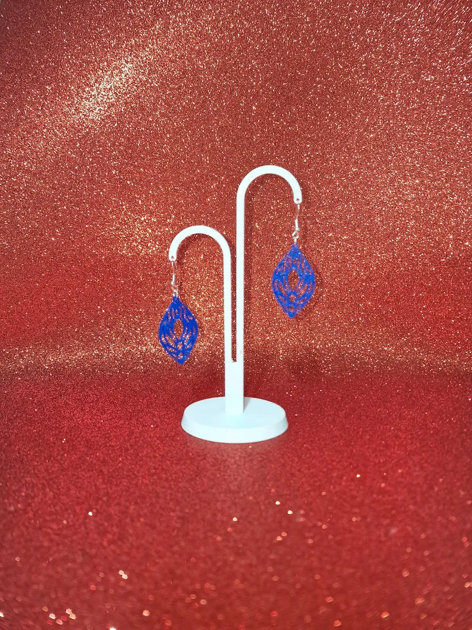 Blue drop earrings view 3
