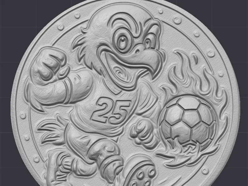 3D Soccer Mascot Coin Relief "Bald Eagles"