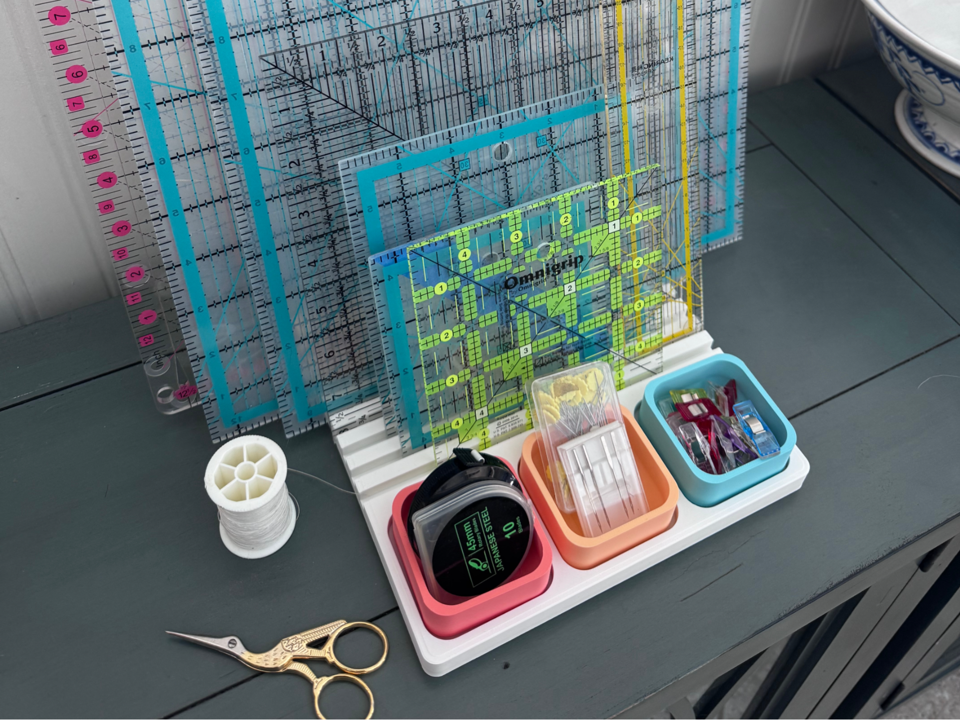 Quilt Ruler Holder with Storage Compartments