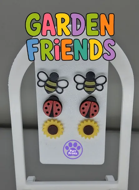 Garden Friends Earrings - Bee, Sunflower, Ladybug view 2