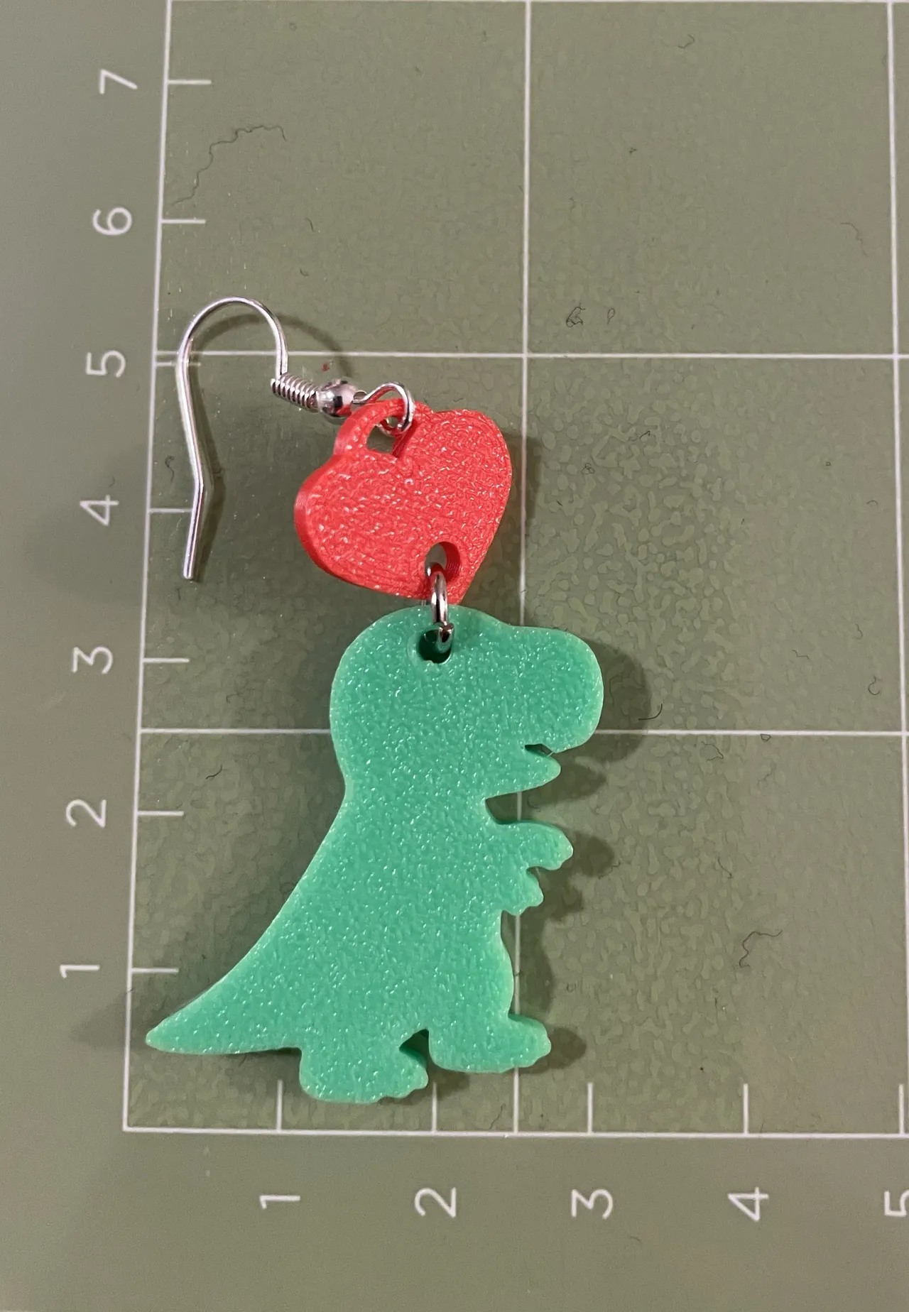 Dinosaur Heart Earrings view 2