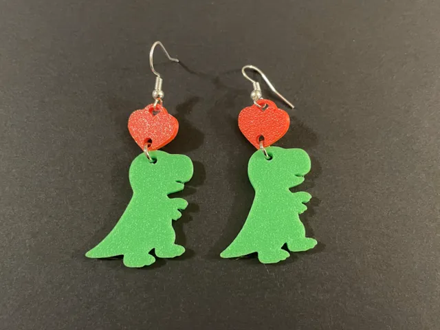 Dinosaur Heart Earrings