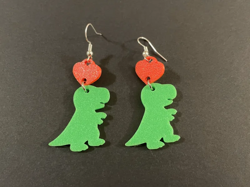 Dinosaur Heart Earrings