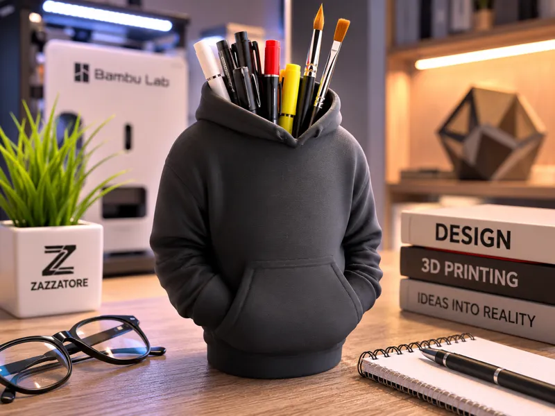 Oversize Hoodie Pen Holder | Desk Organizer 3D
