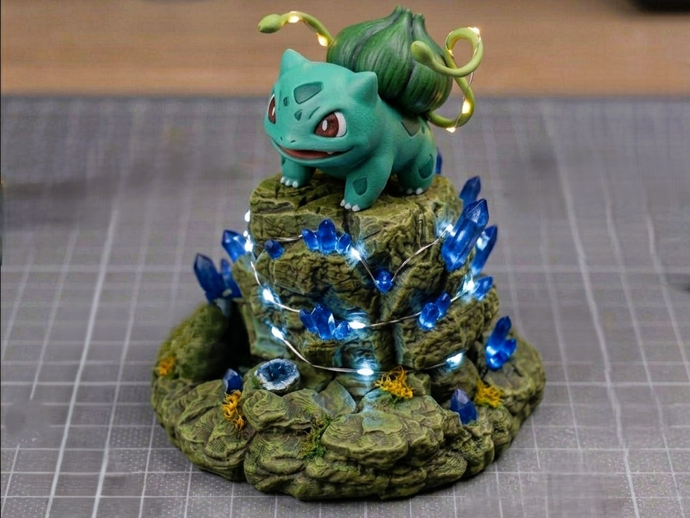 Bulbasaur on Crystal Rock Base Figure with vines