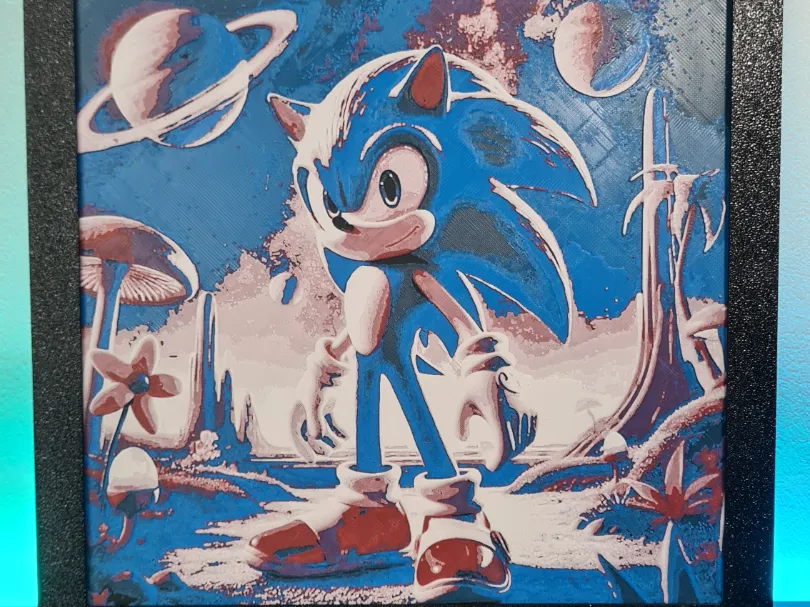 Sonic the Hedgehog AI - Hueforge 200x200 by 3DK Maker - MakerWorld