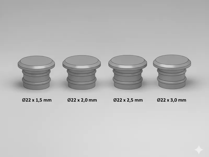Round Tube Plug - 22mm multiple tube thicknesses