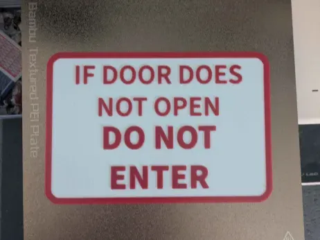 Do not enter door sign