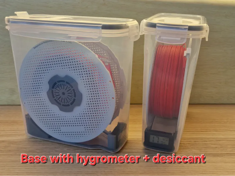 Cereal drybox storage base hygrometer +silica gel
