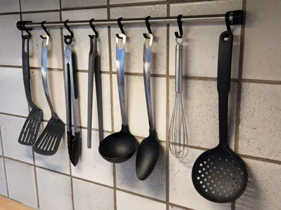 Kitchen Utensil Rod and Hooks