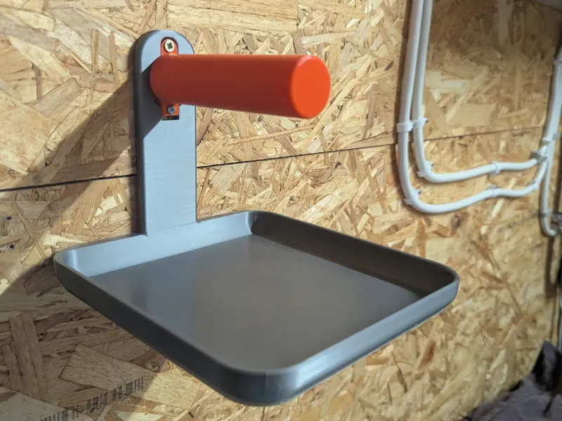 Wall-mounted perch for  parrots with a poop basket
