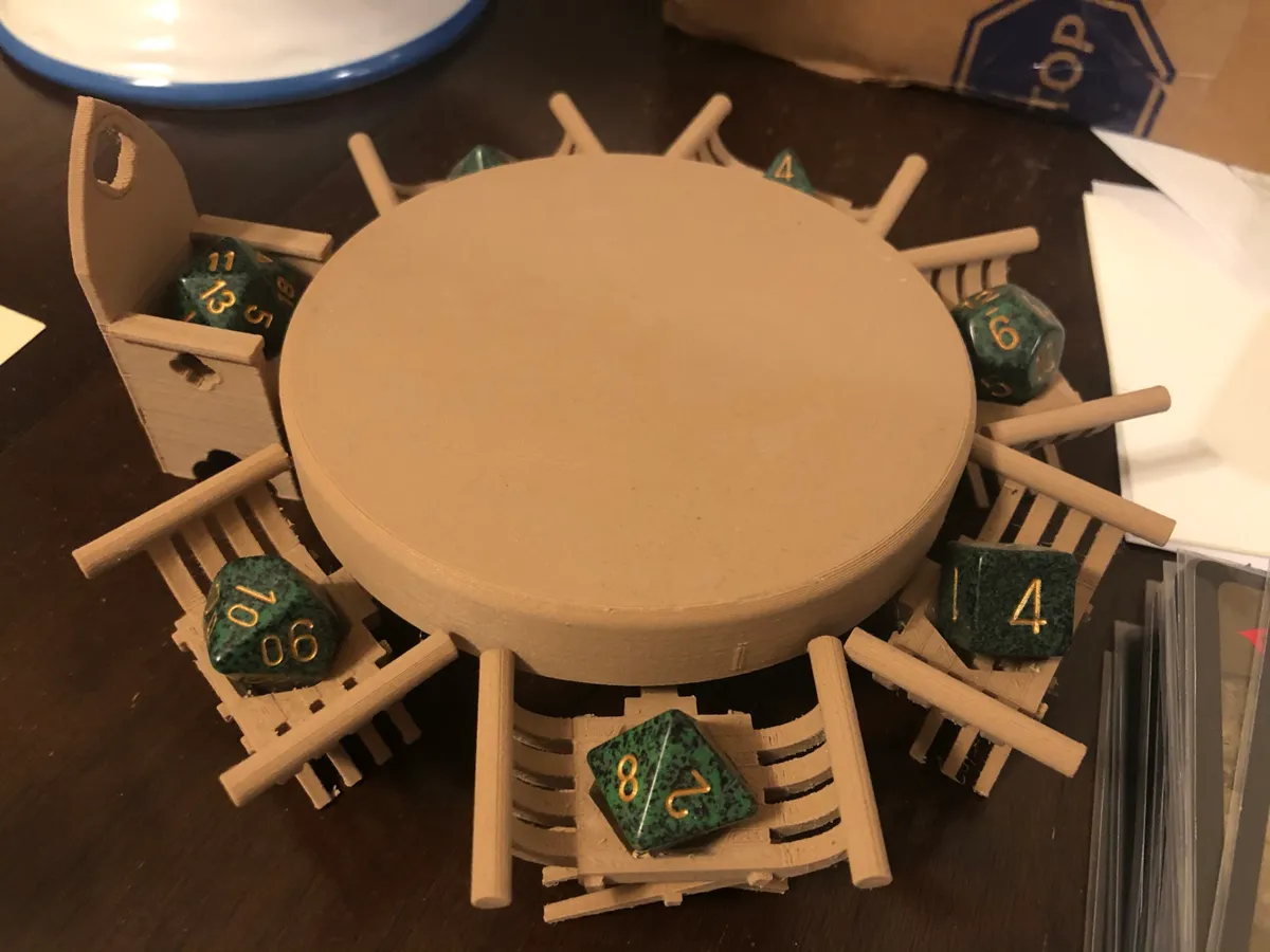 Présentoir de dés — table ronde du roi Arthur
