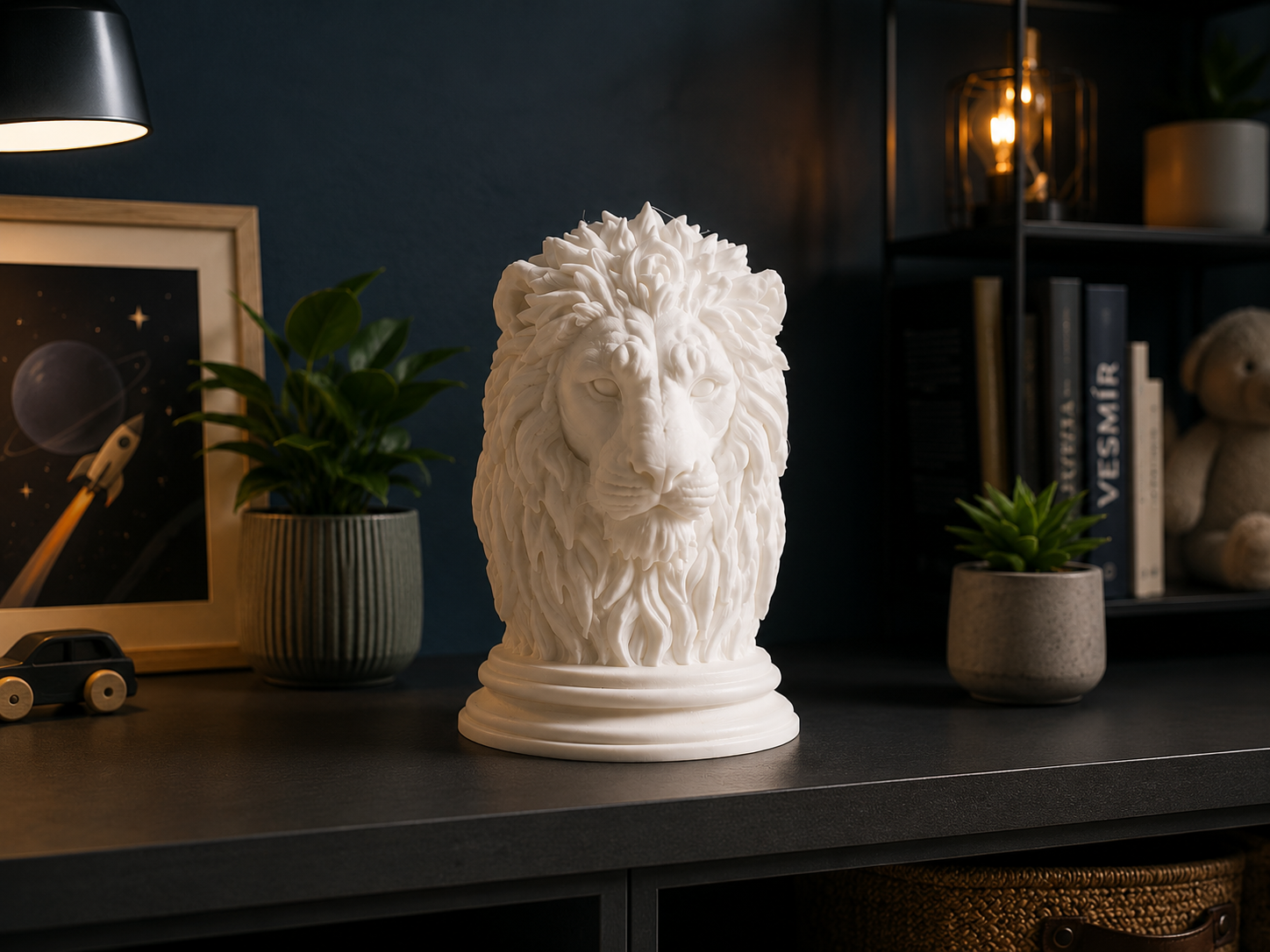 Majestic Lion Head Sculpture – Elegant Home Decor