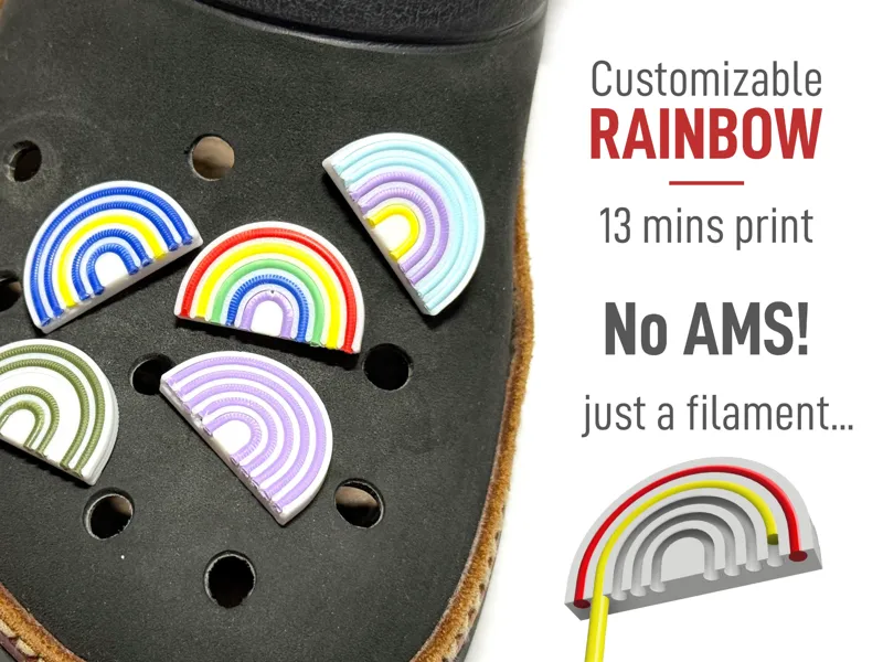 Customizable Rainbow Croc Charm - NO AMS