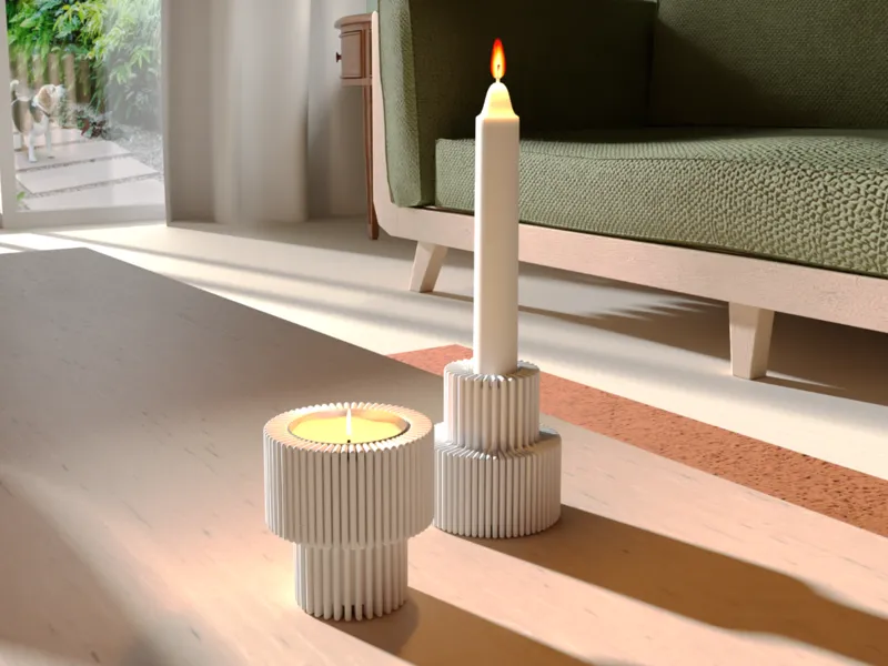 Ribbed Dual Candle Holder