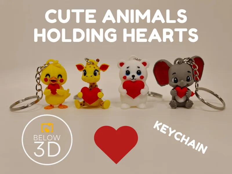 Cute animals holding hearts keychains Vol. 2