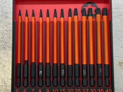 Gridfinity long torx bitset (100mm) 3x3 grid