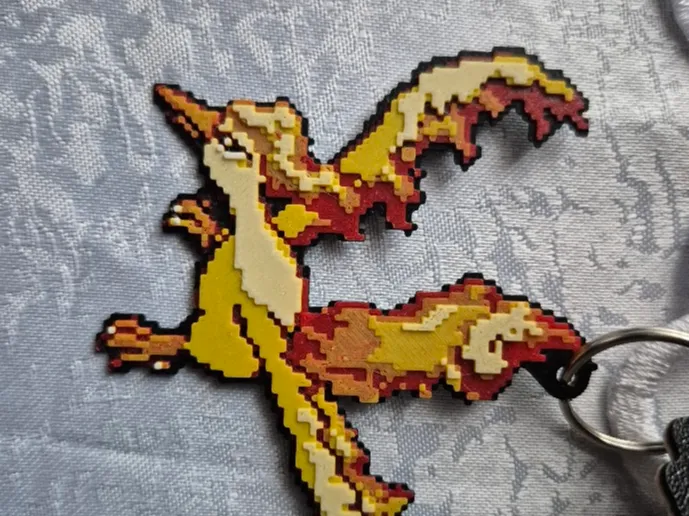 Moltres pixel keychain \ Only 3 filament changes