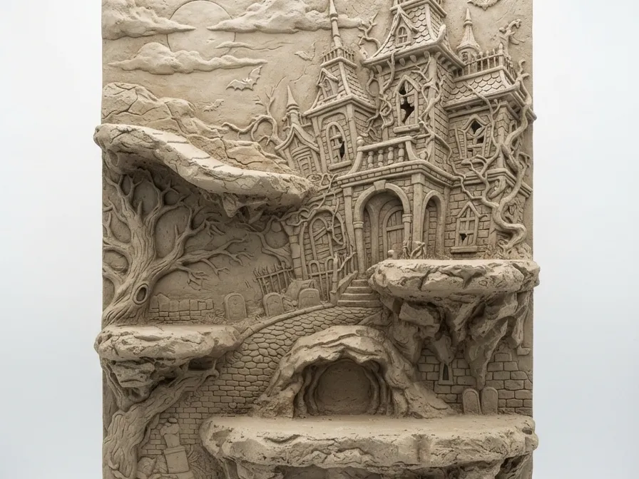 Modelo para impresión 3D: Haunted Mansion background. Referencia del modelo original.