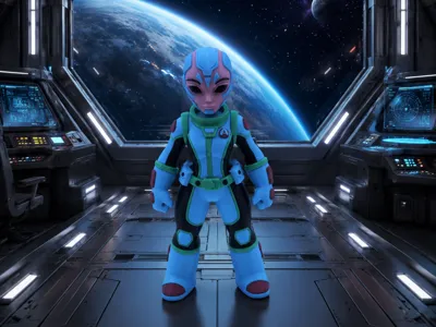 Alien girl in space suit 7 color