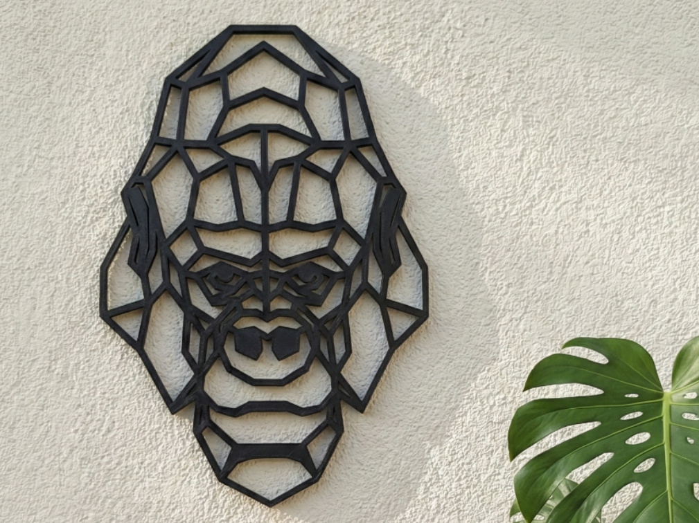 Modern Geometric Gorilla Head -Minimalist Wall Art