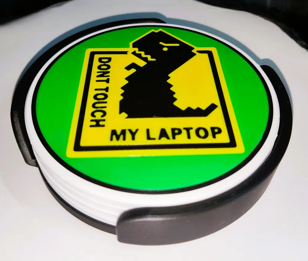 Don't Touch My Laptop Coaster - Free 3D Print Model - MakerWorld