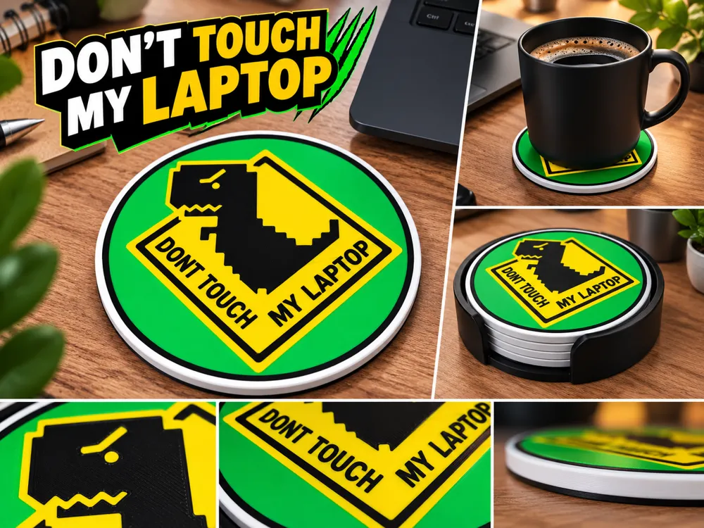 Don't Touch My Laptop Coaster - Free 3D Print Model - MakerWorld