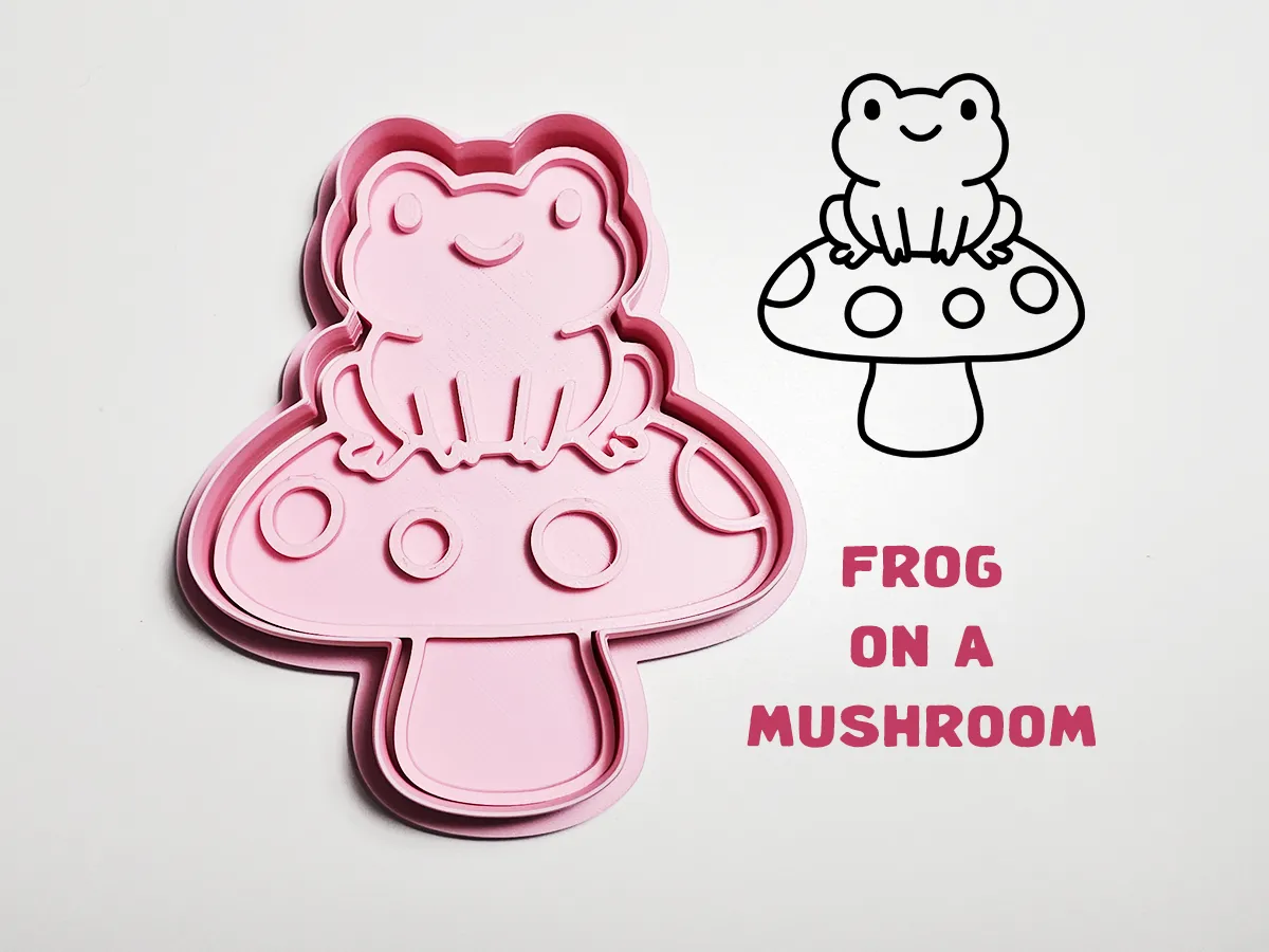 Emporte-pièce/tampon grenouille sur champignon