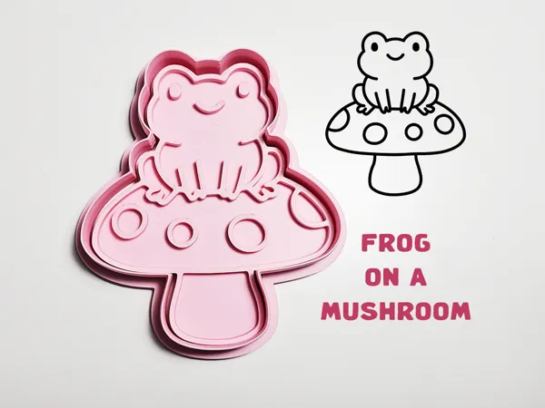Emporte-pièce/tampon grenouille sur champignon