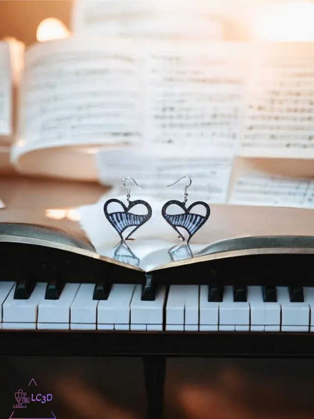 Heart piano earrings