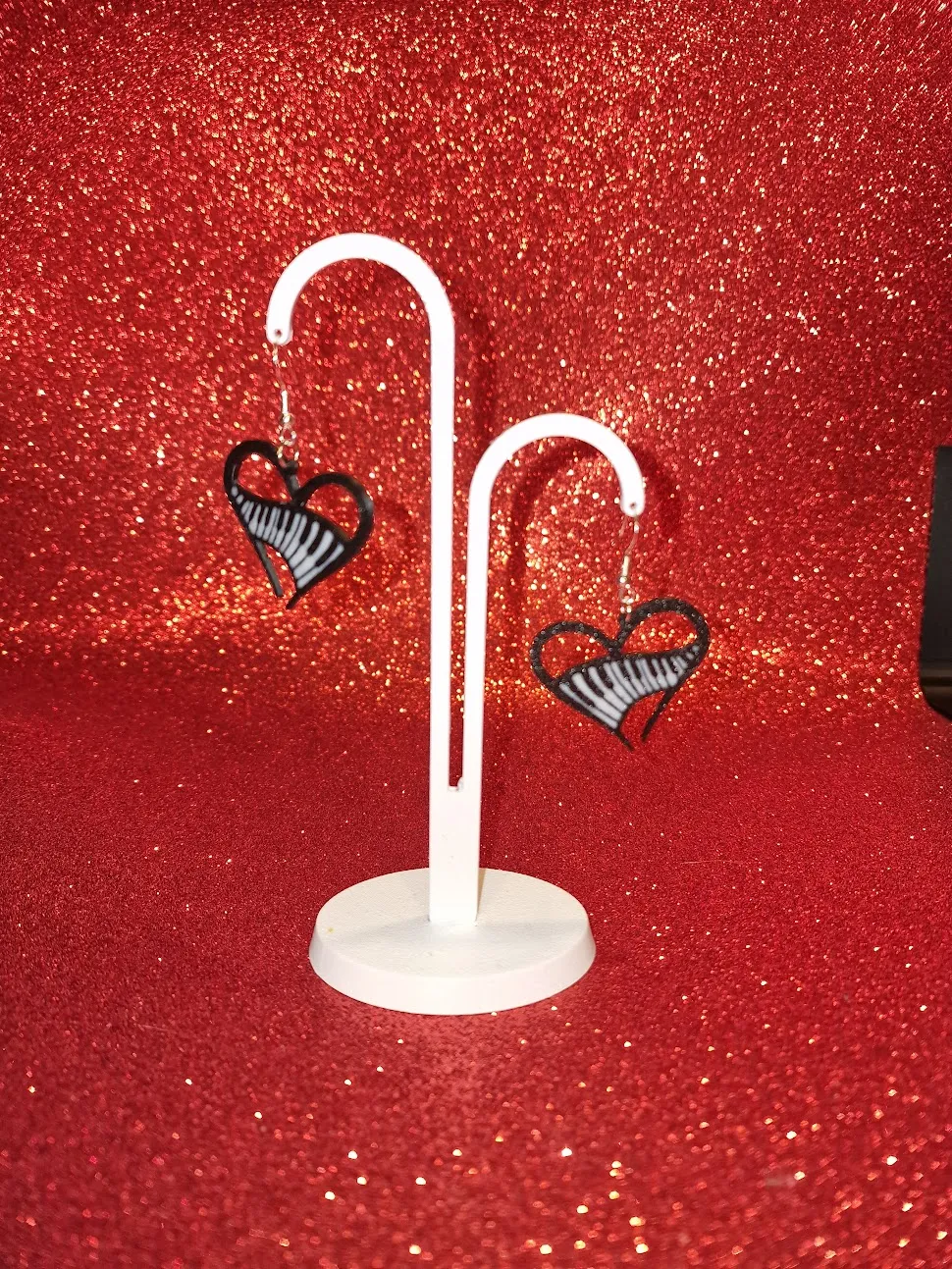 Heart piano earrings view 3