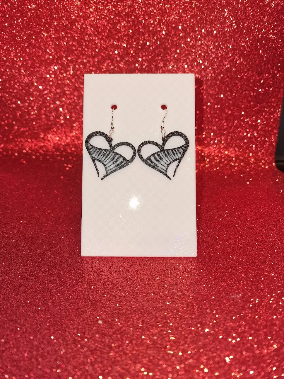Heart piano earrings view 2