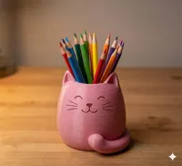 Pot a crayons chat rose — photo 2