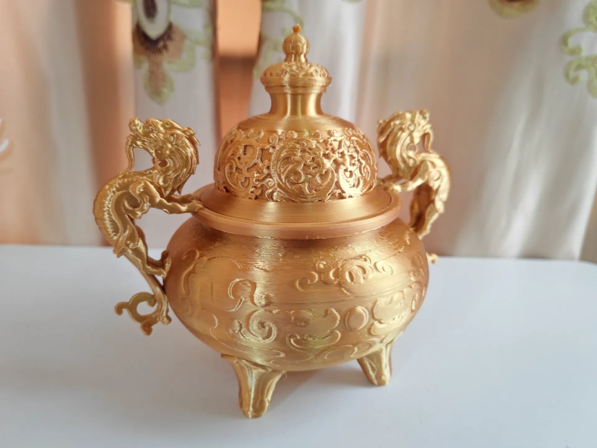 双龙戏珠熏香炉，精雕刻，盖子可打开- 免费3D 打印模型- MakerWorld