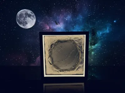 Plato Crater - Illuminated LED Frame Moon Relief