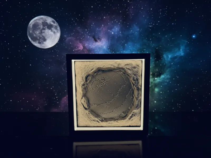 Plato Crater - Illuminated LED Frame Moon Relief