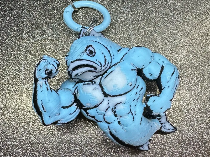Body Builder Fish Keychain