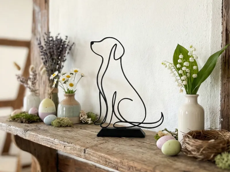Minimalistischer Hund One Line Art, Moderne Deko