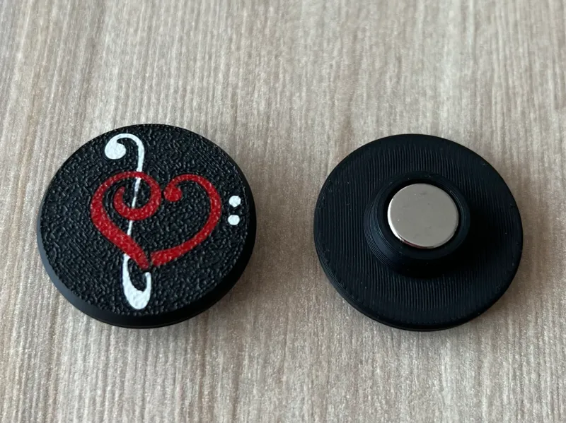 Music Heart Magnet (10x3mm) - Bass and Treble Clef