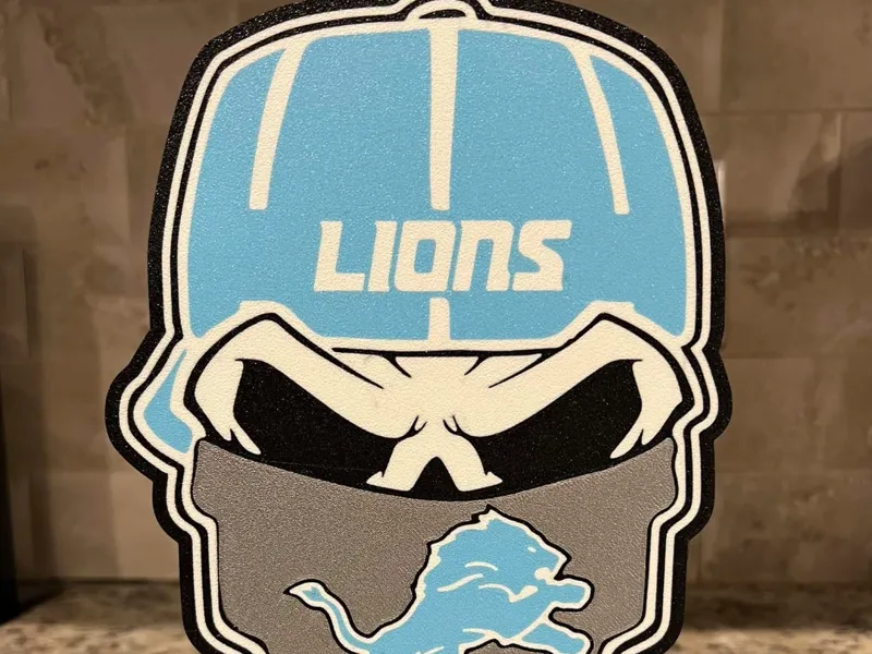 Detroit Lions Light Box Skull n Cap