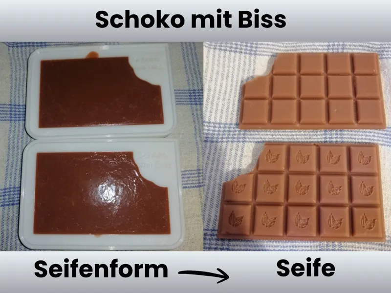 Angebissene Schokoladentafel – Gießform für Seife